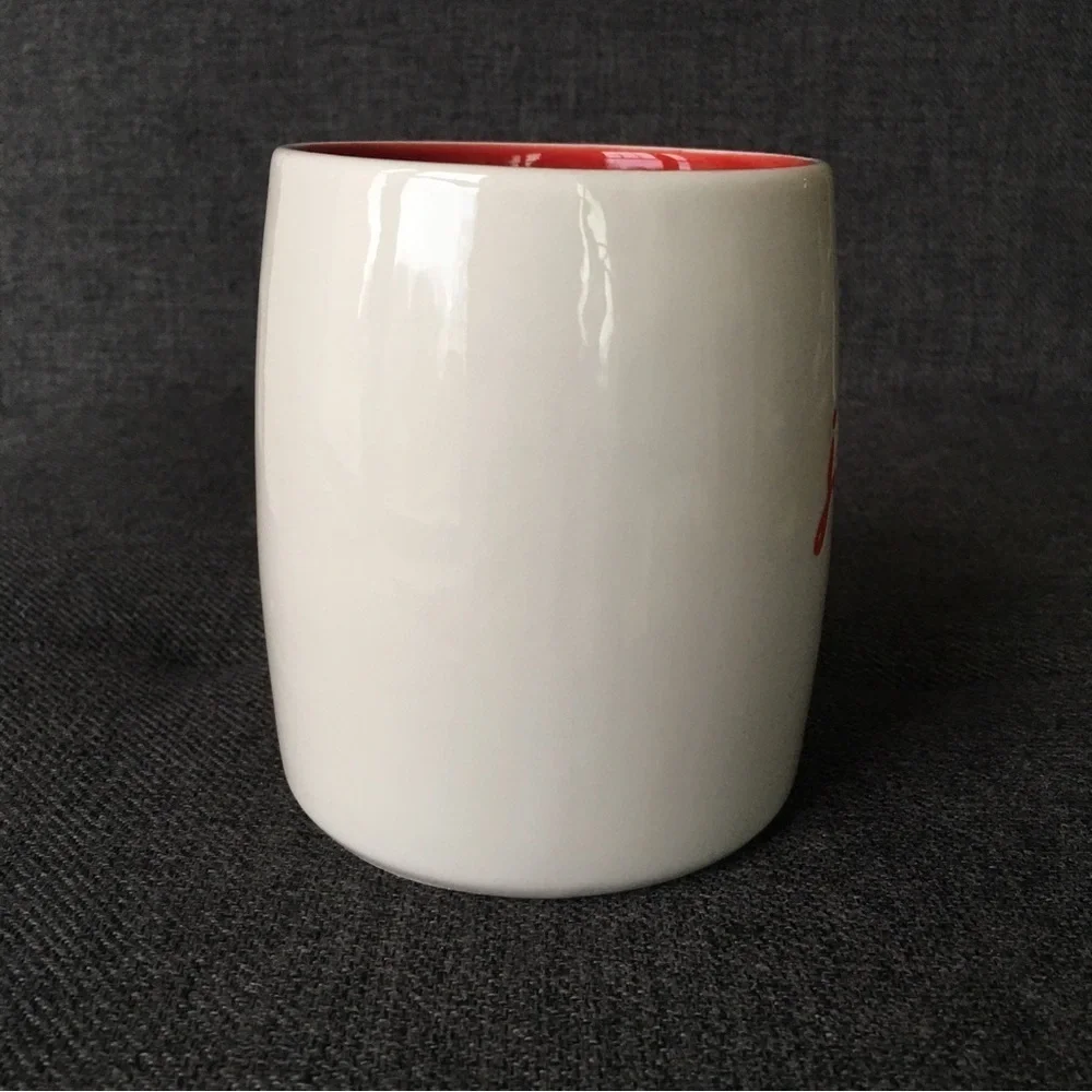Holiday “jolly” Coffee Mug, Red, Cream, 15 oz